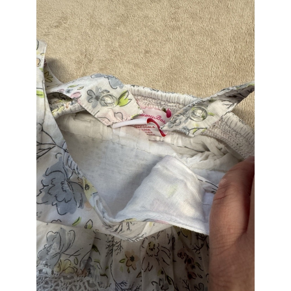 Tommy Bahama Baby Girl Dress Set 12M Floral Lace Tiered Blue Polka Dot Eyelet - Picture 5 of 12